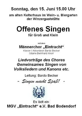 Offenes Singen mit dem M�nnerchor Eintracht