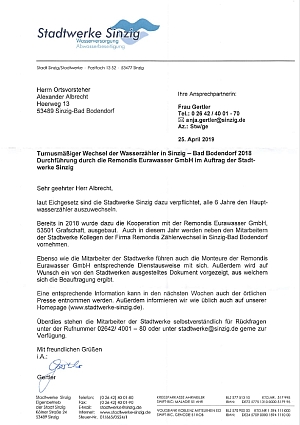 Austausch von Wasserzhlern